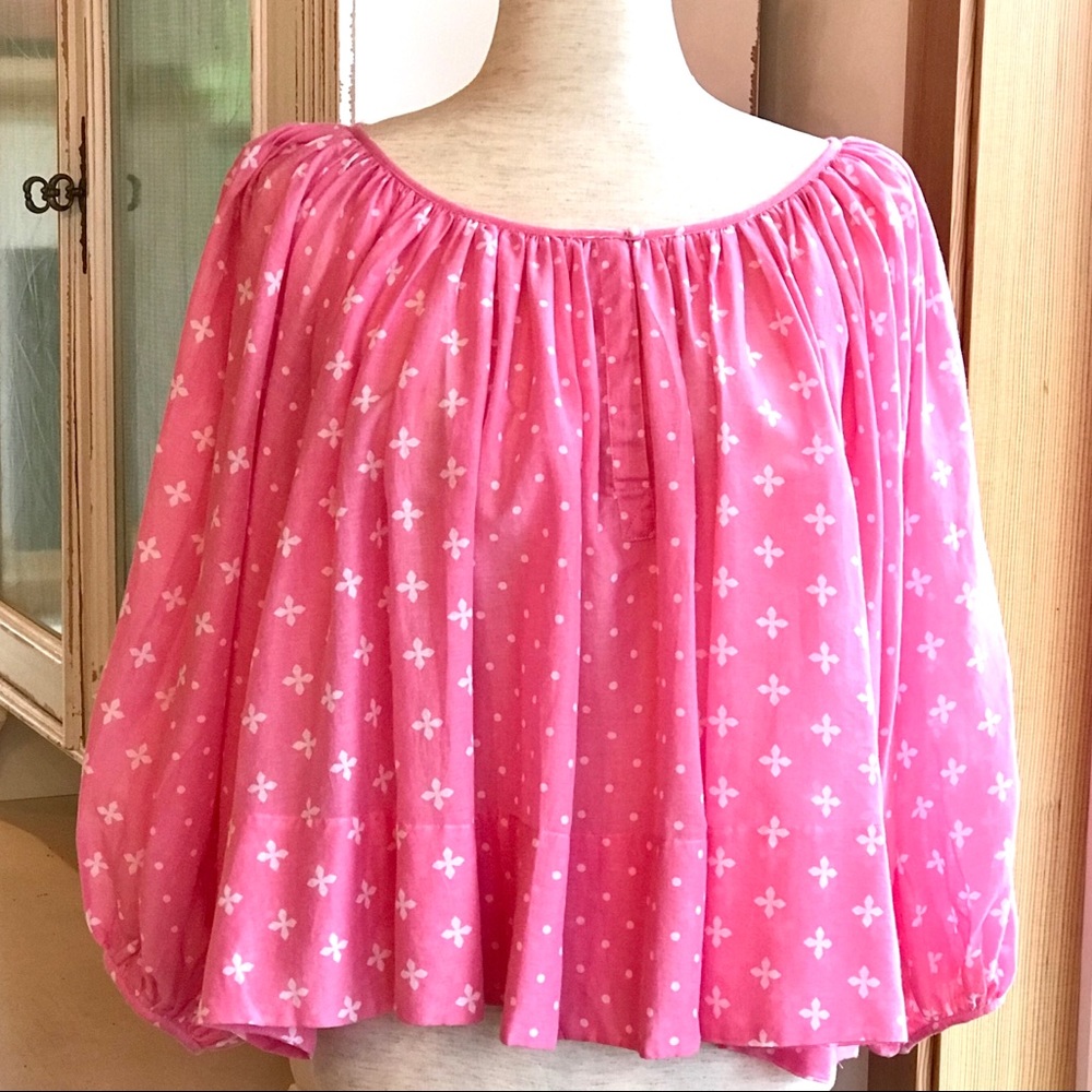 ❌SOLDVoluminous Cotton Voile Peasant Top